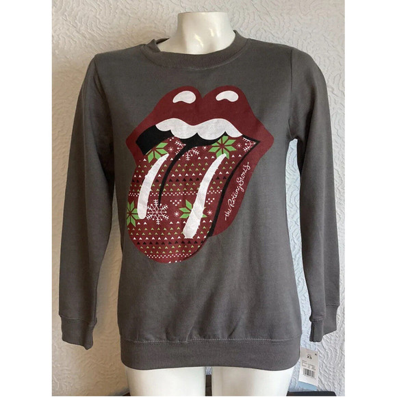 NEW The Rolling Stones Womens Holiday Graphic Christmas Sweatshirt Size Xsmall - Picture 1 of 7